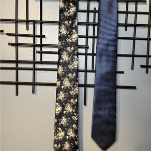 Perry Ellis Navy Floral and Textured Tie Set